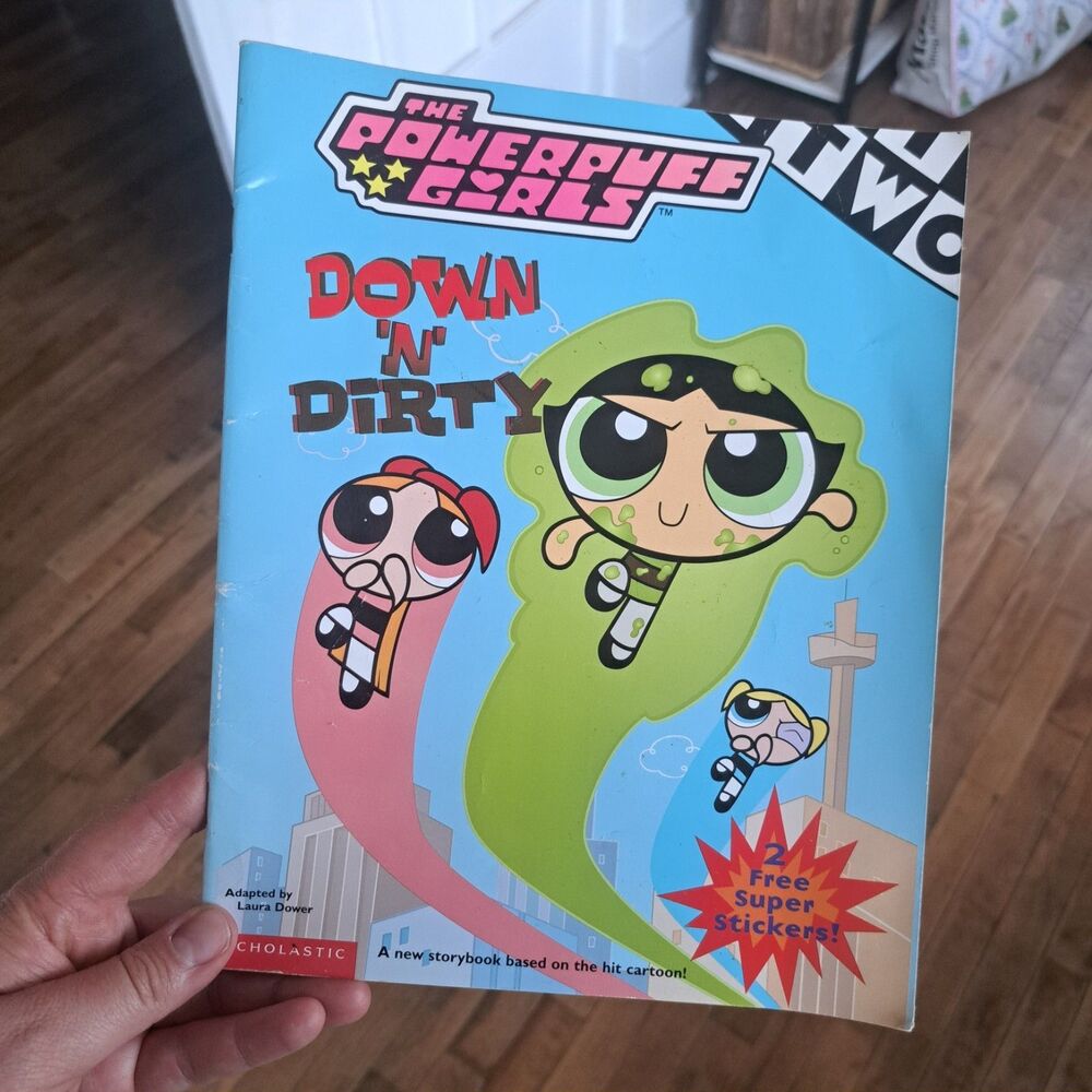 Vintage Y2k Powerpuff Girls Down 'n' Dirty Book Laura Dower 2001 Bumper Stickers